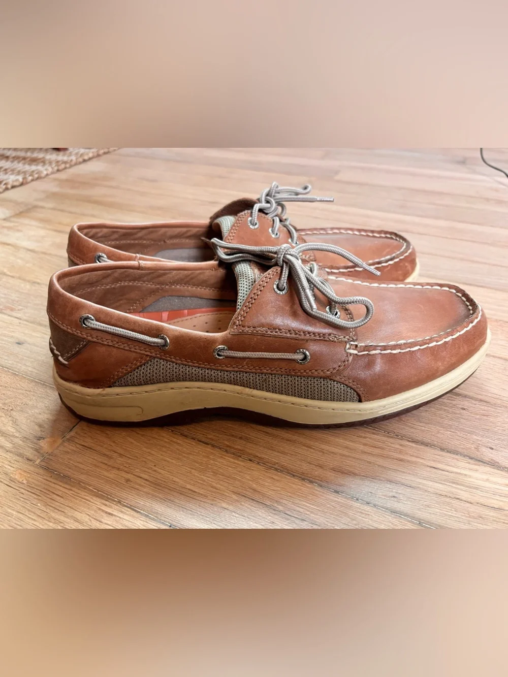Sperry Top-Sider Men’s Leather Boat Shoes Brown Tan Lace UpShoes 11.5 Extra Wide